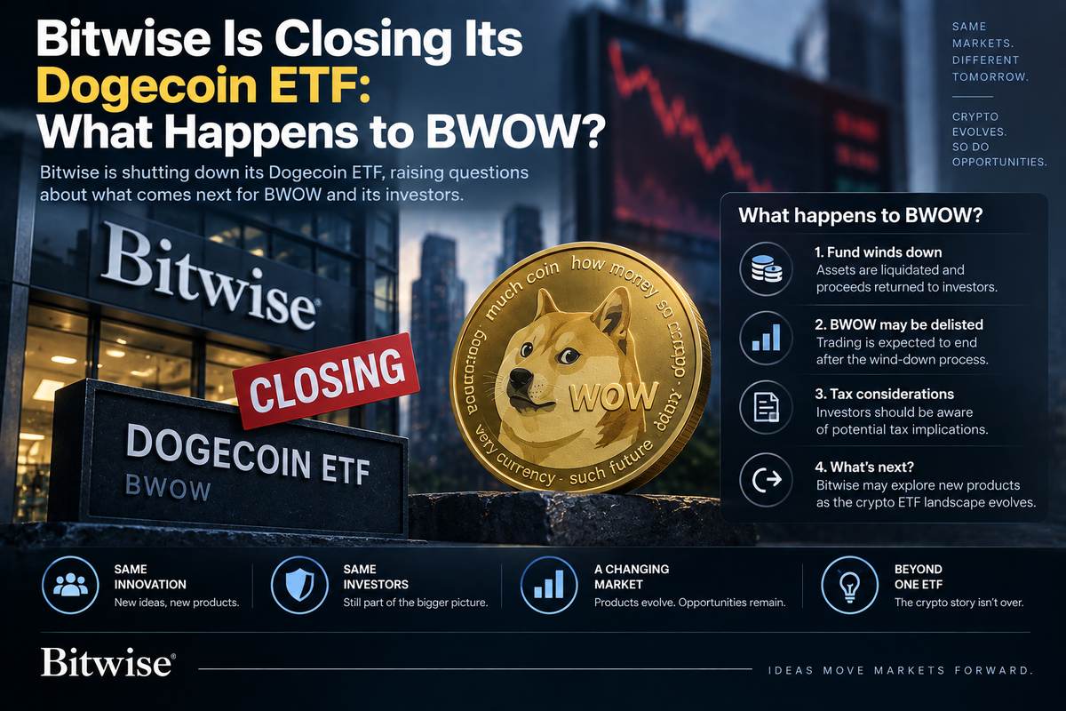 Bitwise Is Closing Its Dogecoin ETF: What Happens to BWOW?