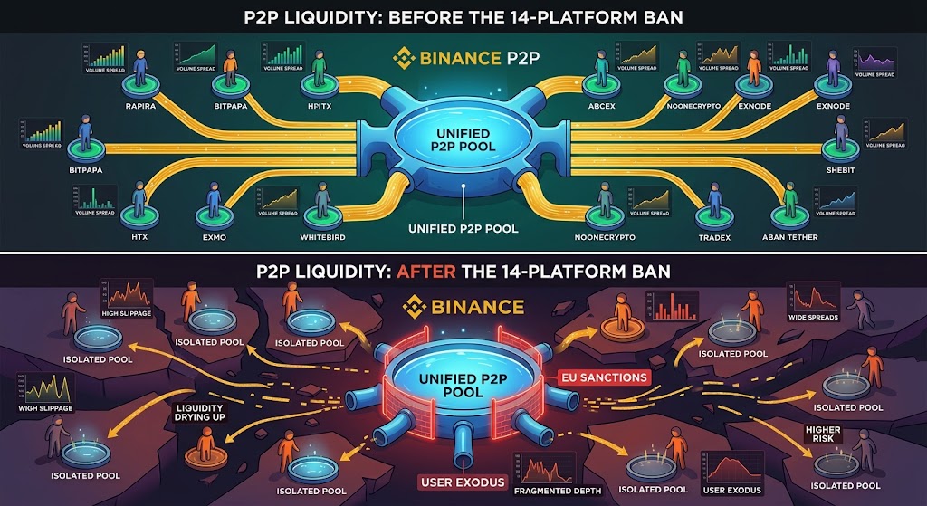 Binance Enforces EU Sanctions: How the 14-Platform Ban Warps P2P Liquidity